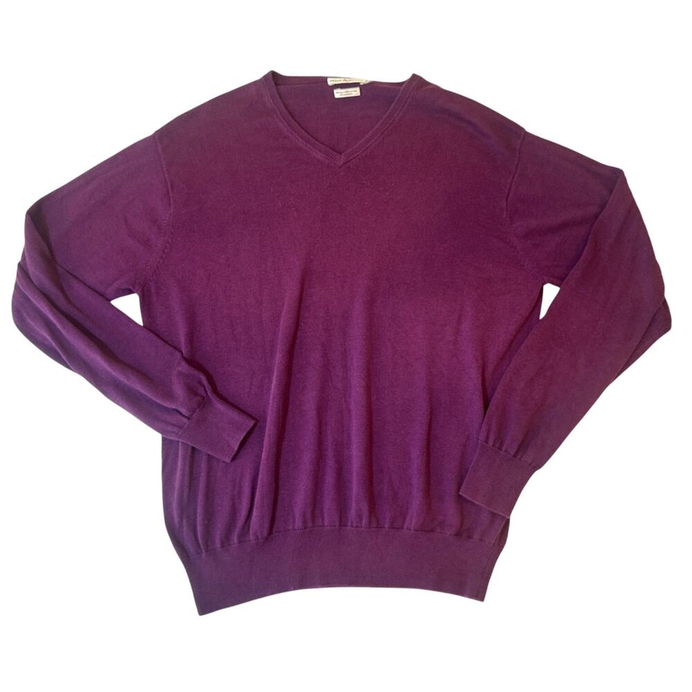Peter Millar Silk Cotton Cashmere V-Neck Sweater Men’s XL Purple